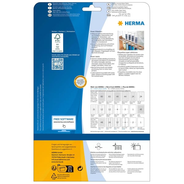 HERMA 10915, Valkoinen, Ympyrä, Kiinteä, Paperi, Matta, Laser/Inkjet