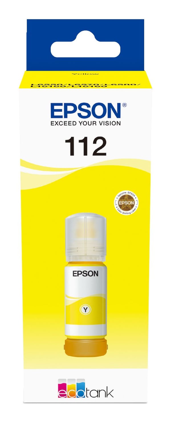 Epson EcoTank 112 - 70 ml - gul - original - påfyllnadsbläck - för EcoTank L11160, L15150, L15160, L6460, L6490, L6550, L6570, L6580; EcoTank Pro L...