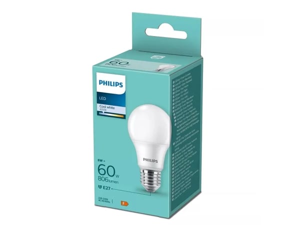 Philips 8719514257580, 8 W, 60 W, E27, 806 lm, 15000 timer, Kjølig hvit