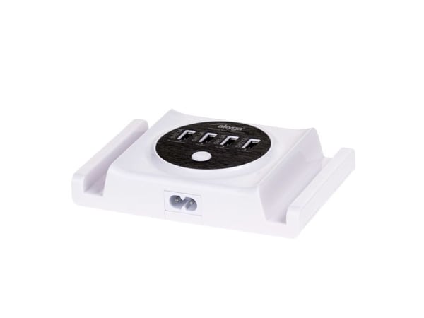 Akyga AK-TB-05 - Strømadapter - 30 watt - 6 A - 4 utgangskontakter (USB) - hvit, sølv
