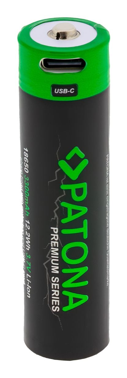 PATONA 6525, Laddningsbart batteri, Litium-Ion (Li-Ion), 3,7 V, 1 styck, 3300 mAh, Svart, Grön