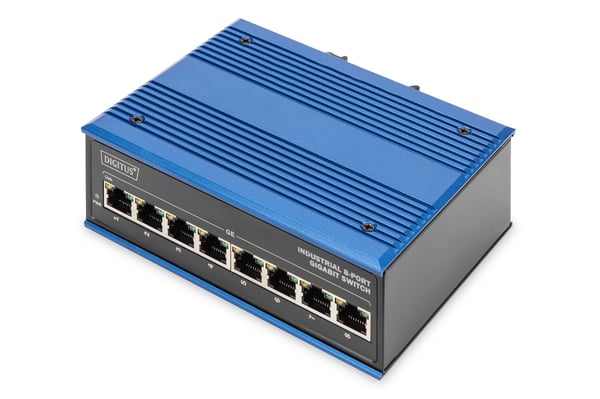 DIGITUS Professional DN-651119 Industrial - Switch - ikke-styrt - 8 x 10/100/1000 - DIN-skinnemonterbar - DC-strøm