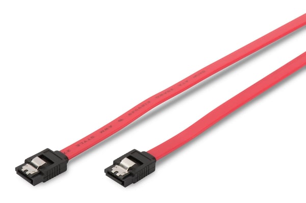 ASSMANN - SATA-kabel - Serial ATA 150/300/600 - SATA till SATA - 30 cm - sprintlåsning, formpressad, platt - röd