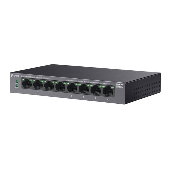 TP-Link LiteWave LS108GP, Ohanterad, Gigabit Ethernet (10/100/1000), Strömförsörjning via Ethernet (PoE) stöd