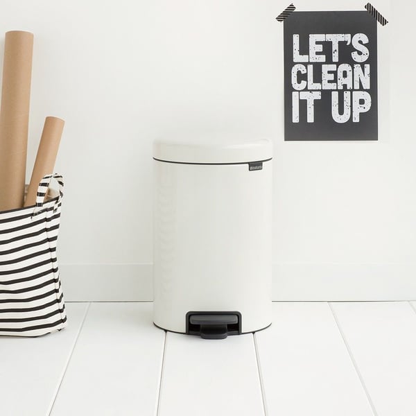 Poljinkori, Brabantia newIcon, valkoinen, jauhemaalattu teräs, 12 l, muovinen sisäsäiliö