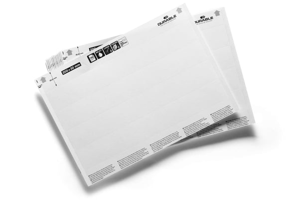 Hyllyn etureunan ja etikettipidikkeen välilehti 200x27 mm - (20 arkkia x 4 kpl)