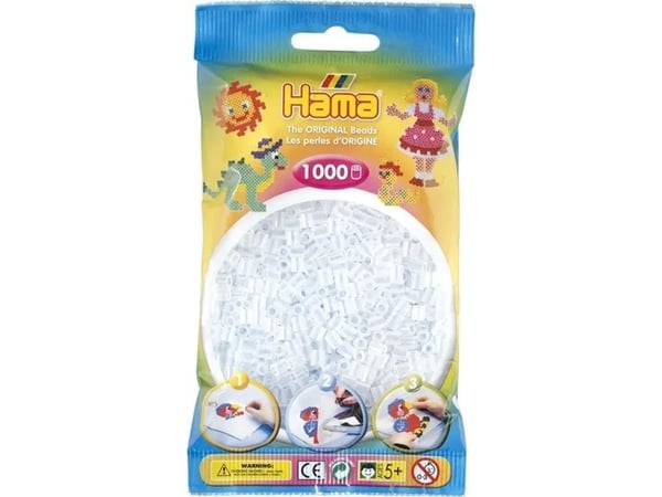 Hama Beads 207-19, Lasten askartelusetti, 5 vuosi/vuosia, PVC-muovi, Läpinäkyvä, 1000 kpl