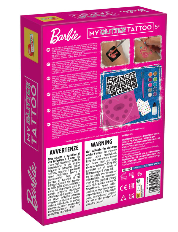 Lisciani LISCIANI BARBIE GLITTER TATOVERINGER