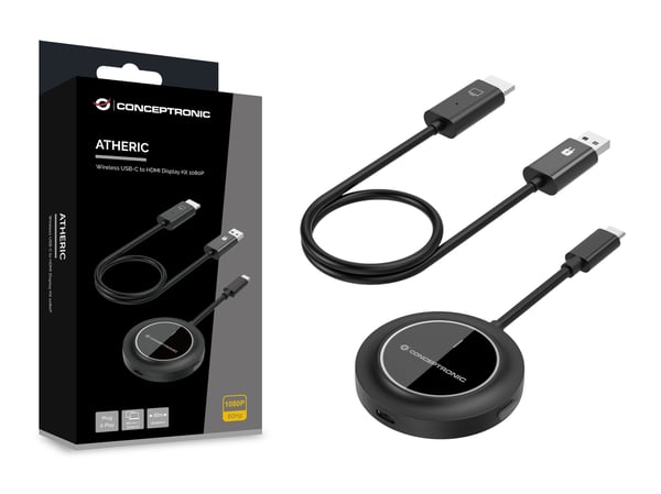 Conceptronic ATHERIC01B langaton USB-C-HDMI-sovitin 1080P 60 Hz, 30 m