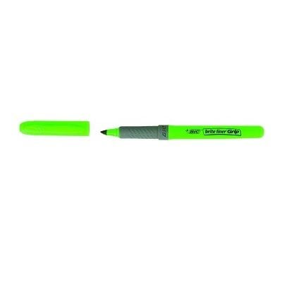 BIC brite liner Grip - Markeringspenn - fluorescerende grønn - vannbasert blekk - 1.6-3.4 mm - fin og bred (en pakke 12)