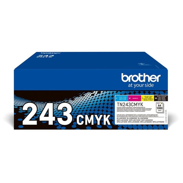 Brother TN243CMYK Value Pack - 4 pakker - sort, gul, cyan, magenta - original - tonerpatron - for Brother DCP-L3510CDW, HL-L3270CDW, HL-L3290CDW, M...