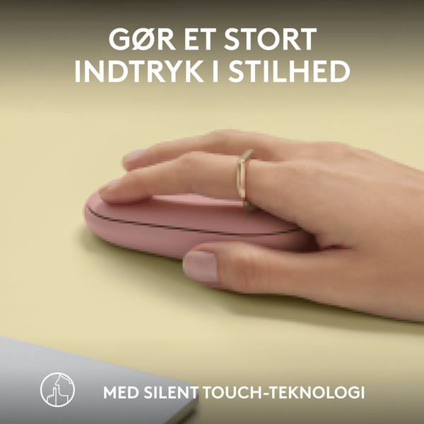 Logitech Pebble Mouse 2 M350s - Mus - optisk - 3 knapper - trådløs - Bluetooth 5.2 LE - tonal rosa
