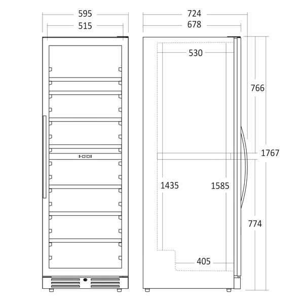 Scandomestic SV 124 X - Vinkjøleskap - 2 soner - bredde: 59,5 cm - dybde: 67,7 cm - høyde: 176,4 cm - 416 liter - Rustfit stål/svart - Opptil 126 f...