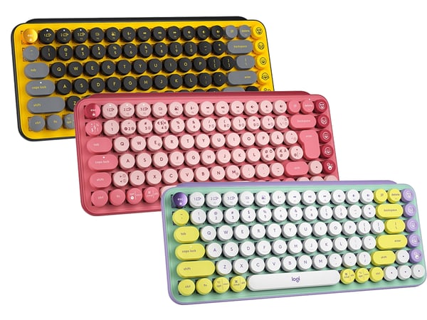 Logitech POP Keys Wireless (Med Emoji Keys) - Tastatur - Trådløs - Bluetooth / Logi Bolt USB-mottaker - Kbd: Nordic - Daydream Mint