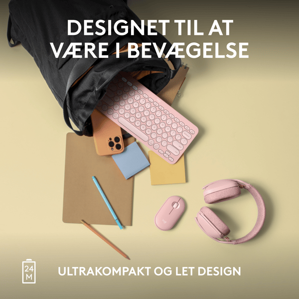 Logitech Pebble Mouse 2 M350s - Mus - optisk - 3 knapper - trådløs - Bluetooth 5.2 LE - tonal rosa