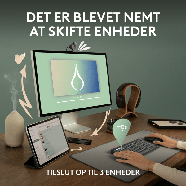 Logitech® | Pebble Keys 2 (K380s) - Tastatur - Bluetooth - Nordisk layout - Tonal-Graphite