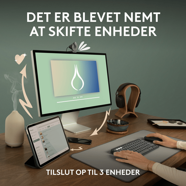 Logitech Pebble Mouse 2 M350s - Mus - optisk - 3 knapper - trådløs - Bluetooth 5.2 LE - tonal grafitt