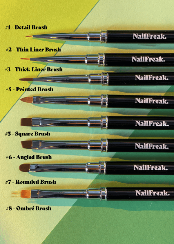 NailFreak penselsæt m/8 pensler