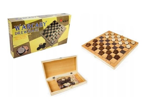 W&K 2-i-1 dam og backgammon i tre – 29 × 29 cm