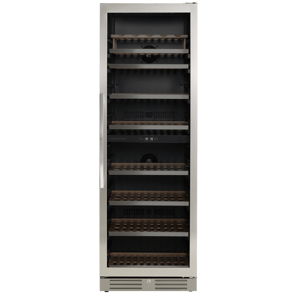 Scandomestic SV 124 X - Viinijääkaappi - 2 vyöhykettä - Leveys: 59,5 cm - Syvyys: 67,7 cm - Korkeus: 176,4 cm - 416 litraa - Rustfit teräs/musta - ...