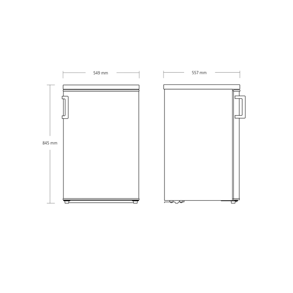 Scandomestic SKB 161 W - Kjøleskap med fryserom - bredde: 54,9 cm - dybde: 55,7 cm - høyde: 84,5 cm - 107 liter - hvit