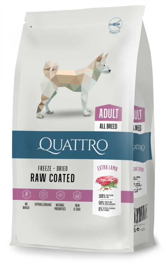 Quattro Super Premium All Breed Adult, Ris & Ekstra Lam 12 kg