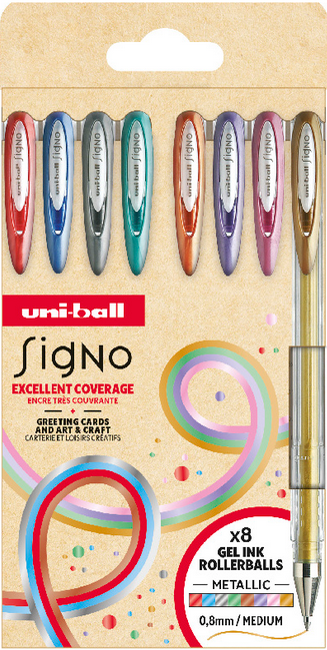 Uni Ball Signo geelikynät 8kpl Metallivärit UMN-120 (Metallivärit) 0,8mm viiva