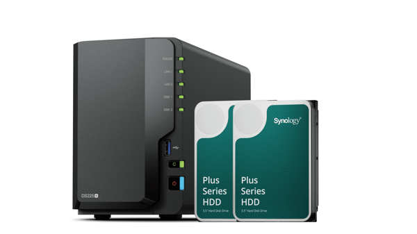 Bundle SYNOLOGY DS225+ + 2xHAT3300- 4TB Plus Series