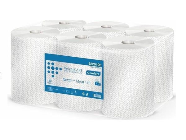 Velvet Dobbeltlags cellulose papirhåndkle VELVET Care Maxi 110 Comfort 5220106 hvit 110m 6 STK.