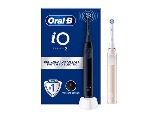 Oral-B iO Series 2 elektrisk tannbørste Night Black/Calm Pink med 2 håndstykker