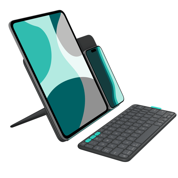 Logitech Flip Folio - Tastatur og folioveske - full size - trådløs - Bluetooth 5.1 LE - QWERTY - Nordisk (dansk/finsk/norsk/svensk) - grafitt - for...