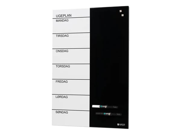 Magnetisk NAGA ugetavle i stål 60x40 cm - dansk tekst