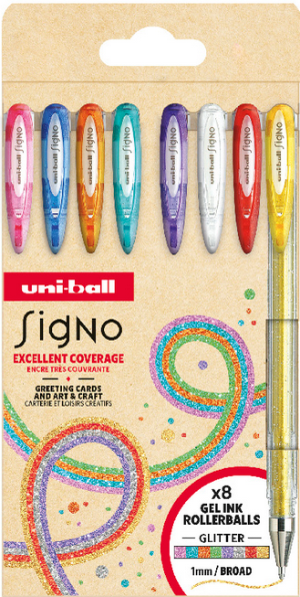 Uni Ball Signo geelimustekynät 8kpl Glitter Colours UMN-120 (Glitter Colours) 1.0mm viiva
