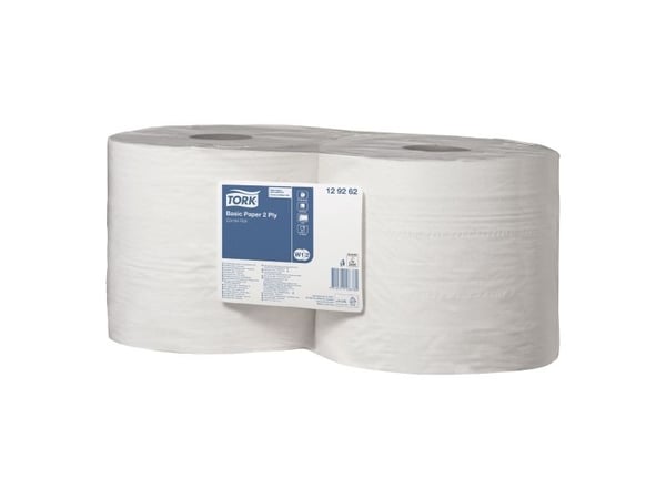 Industrirullar Tork W1/W2 Basic 2-lagig vit 129262