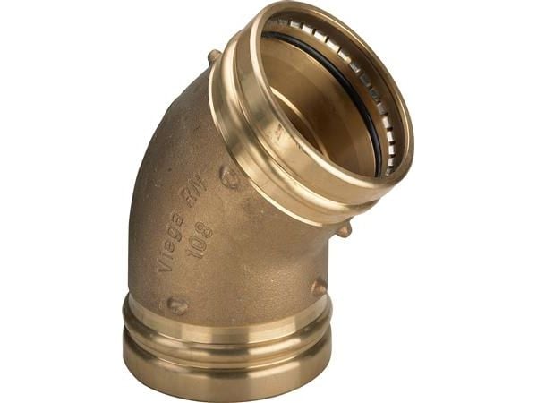 VIEGA Sanpress XL-bøjning 45 grader 76mm af rødgods nuffe/nuffe, SC-Contur