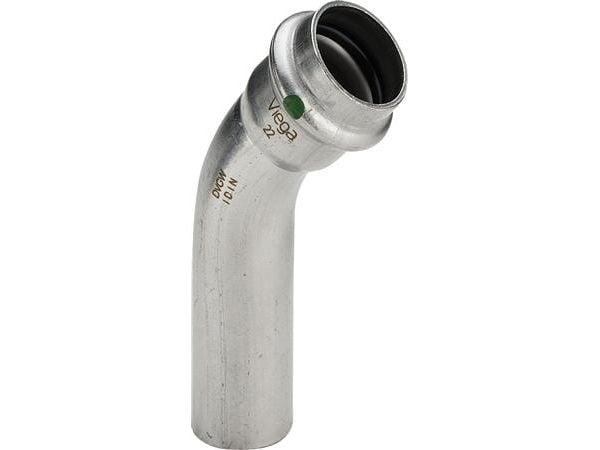 VIEGA Inox taivutus 45 astetta 18 mmInox, ruostumattomasta teräksestä valmistettu holkki/nippa, SC-Contur