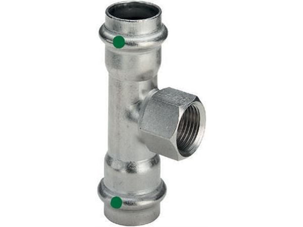 VIEGA Inox t-skjorte 42 mmx1/2"INOX, rustfri stål, med SC-Conturmed muffe på grenen