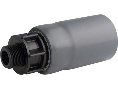 PLASTLINE 50x1½" Overgang til indføringsbøjning med udvendigt gevind. 50mm overgange til 90mm indføringsbøjning