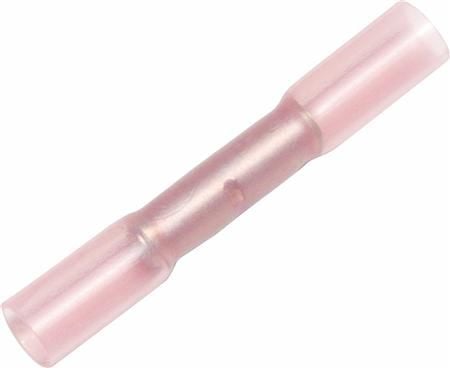 Samlemuffe krympbar rød fra 0,75mm² til 1,65mm², Kan anvendes til klasse 5 kabel. - (100 stk.)