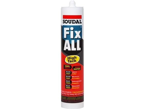 SOUDAL Fugemasse Fix All High Tack sort 290ml patron høj kvalitets 1-komponent fugemasse med stor hæftekraft, baseret på MS-Polymer SOUDAL Fugemasse Fix All High Tack sort 290ml patron høj kvalitets 1-komponent fugemasse med stor hæftekraft, baseret på MS-Polymer