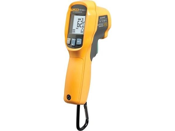 Fluke 62 MAX+, F, °C, -30 - 650 °C, Keltainen, -22 - 1202 ° F, 1 °C, Suorakulmainen