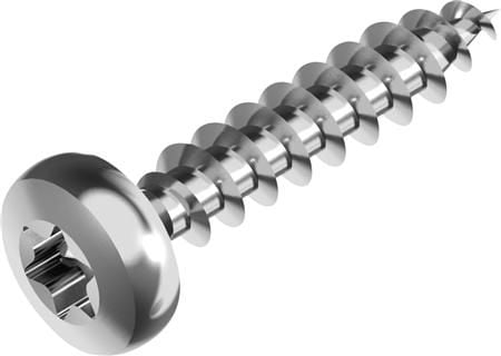 WASI Spunskrue 4,0x20mm med fuld gevind. Rustfri A2, panhoved Torx® 20 kærv - (500 stk.)
