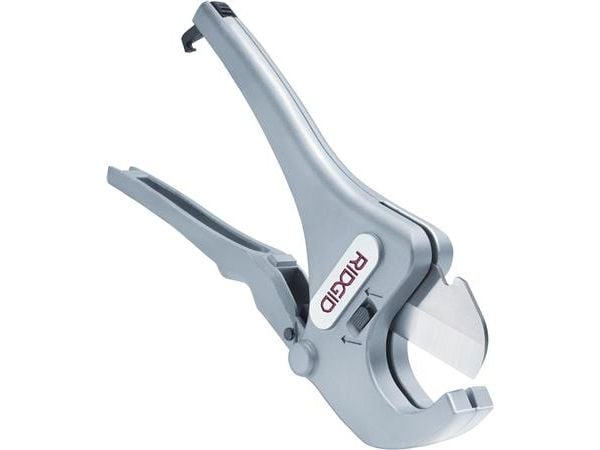 RIDGID Plastrørsaks med skraldemekanismeVendbarhurtigskiftknivKapasiteetti3 - 42mm