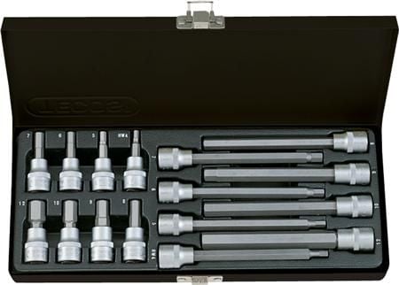 Hextop-sarja Tecos 3/8" lyhyt/pitkä T-6616M 16 osaa