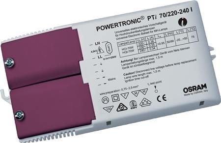 Osram PTi 70/220...240 I, 50 000 t, -25 - 50 °C, 198 - 264 V, 50/60 Hz, 45 A, 83 mm