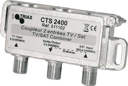 Triax CTS 2400 - Antenniliitin - F-liitin (naaras) F-liittimestä (naaras) F-liittimeen (naaras)