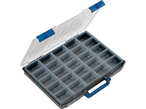raaco CarryLite, Eske for små deler, Polypropylen, Blå, Gjennomsiktig, Hengsel, 413 mm, 330 mm