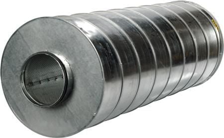 LINDAB Lyddæmper SLU 315 med 100 mm isolering. Længde 900 mm, ydre diameter 500 mm. NPU tilkøbes.
