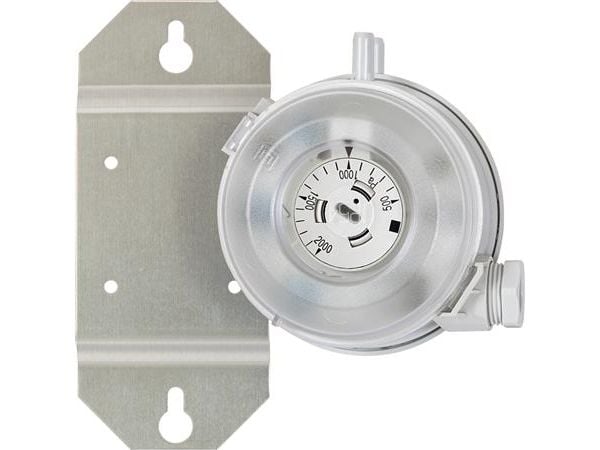 LS CONTROL Pressostat HUBA HC604 med indbygget skiftekontakt. Trykområde 20-300 Pa. Anvendes med VentilationAlarm ES332 E.