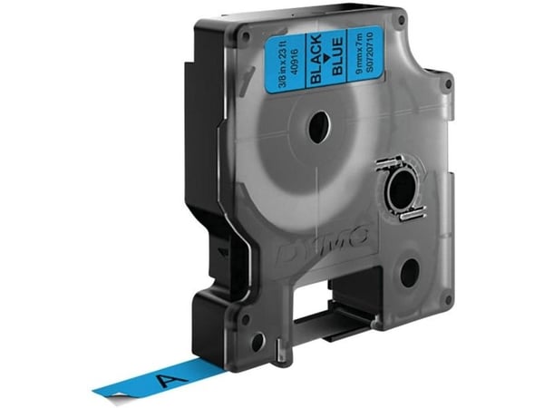 DYMO D1 - Selv-adhesiv - sort på blått - Rull (0,9 cm x 7 m) 1 kassett(er) merketape - for LabelMANAGER 120P, 210D, 220P, 350D, 450D; LabelPOINT 25...